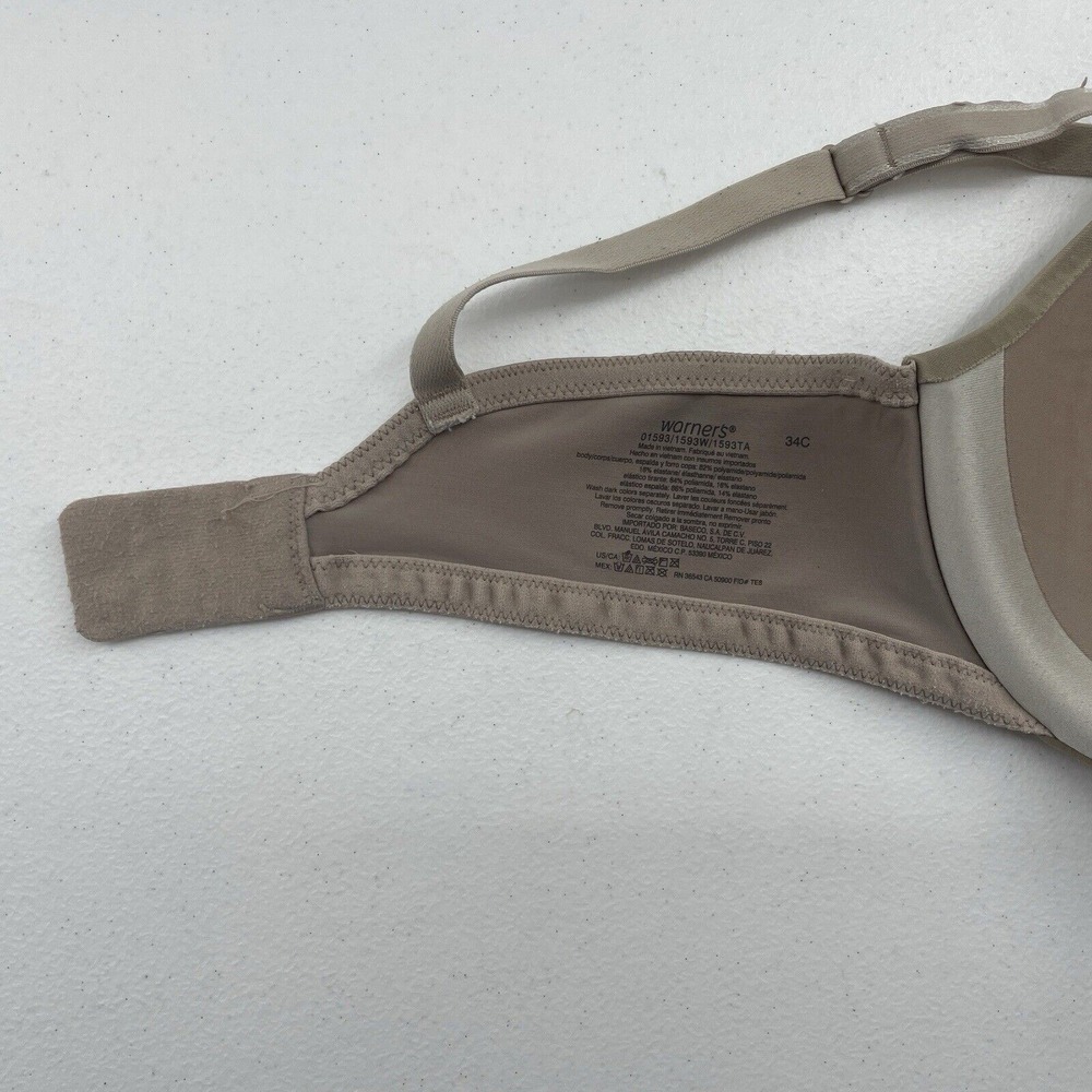 Warner's 34C This Is Not A Bra Cushioned Underwire Light Lined T-Shirt Bra 1593 - Picture 10 of 13